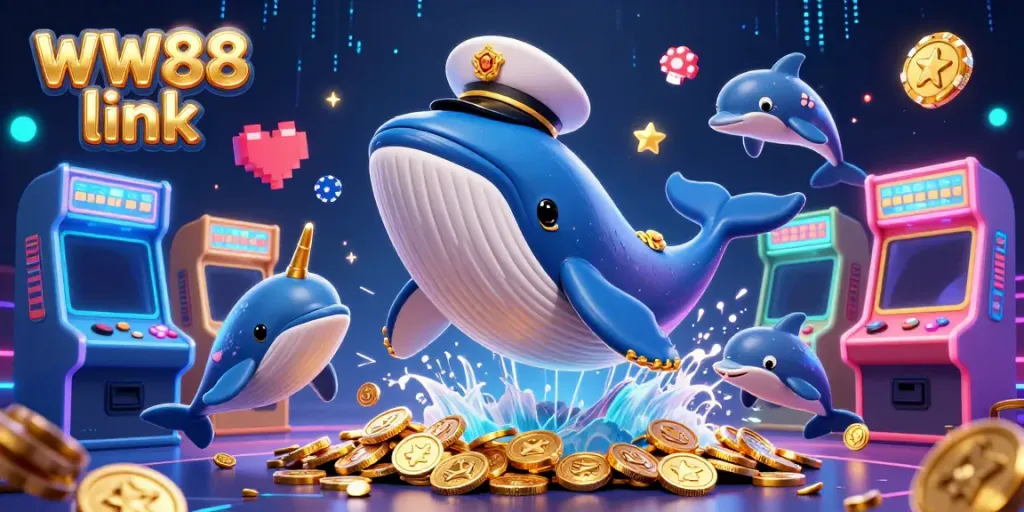 Engage with the vibrant WW88 link world of online gambling amid playful sea creatures and dazzling game elements.