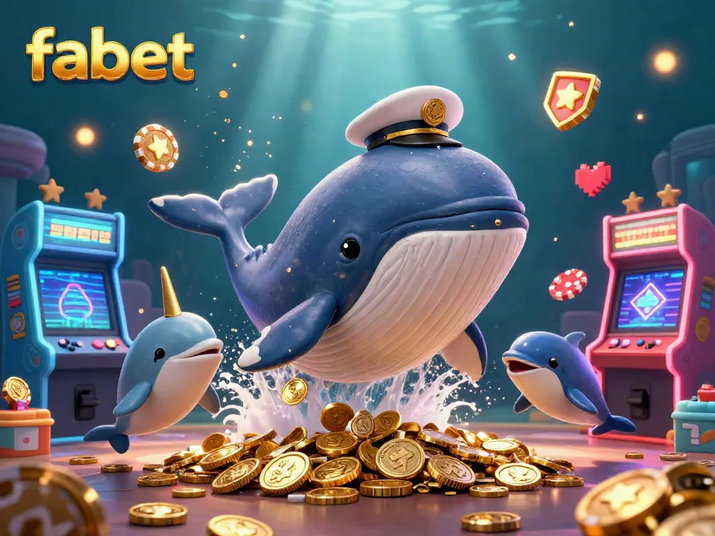 Experience fabet's vibrant gaming world with playful dolphins, golden whales, and dynamic casino elements.