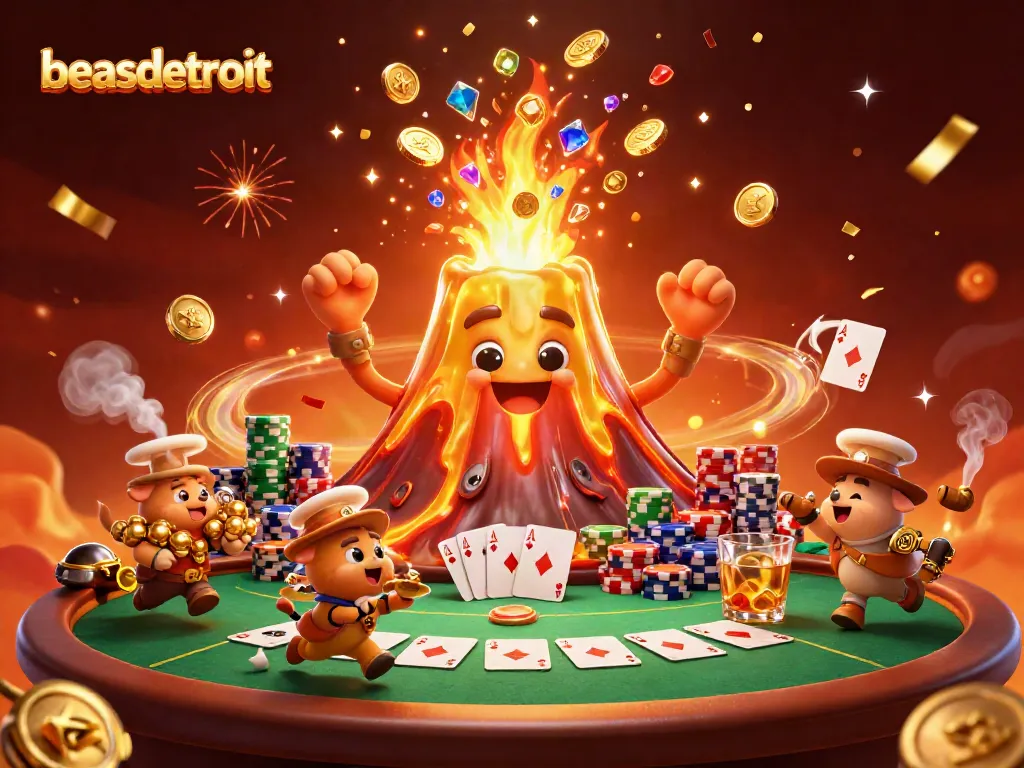 Win big with beasdetroit while a golden volcano spills treasure and poker riches!