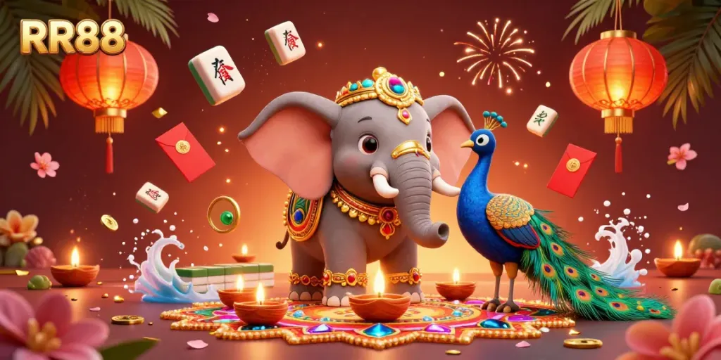 Experience winning excitement at RR88 with vibrant gaming elements in a colorful 3D carnival.