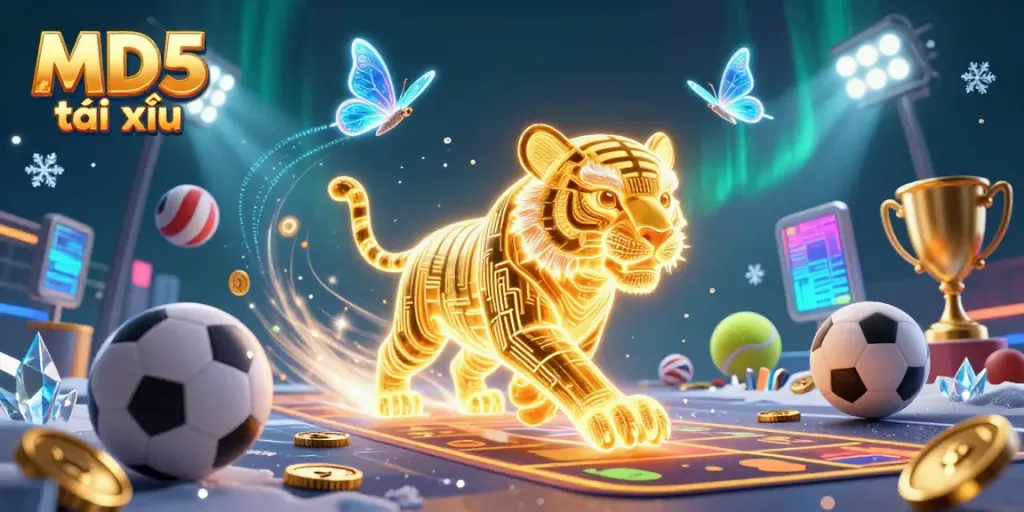 Experience the excitement of MD5 tài xỉu betting in a dynamic casino scene with energetic characters.