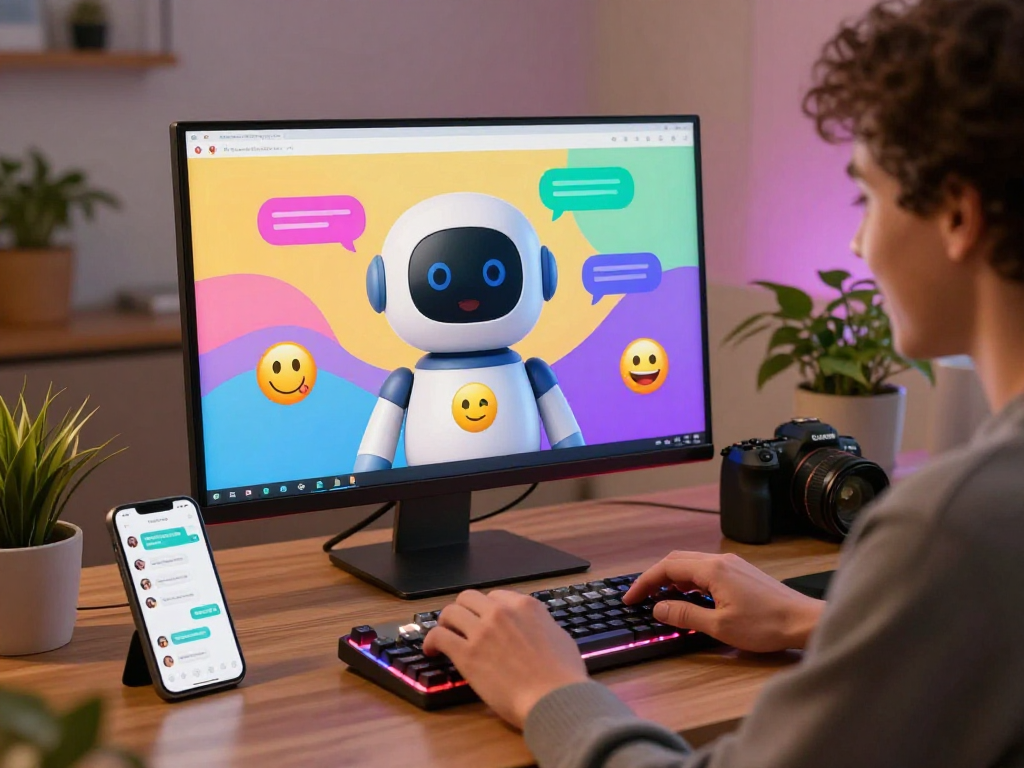 Engaging user with spicy chat ai on vibrant interface, showcasing creativity and interaction.