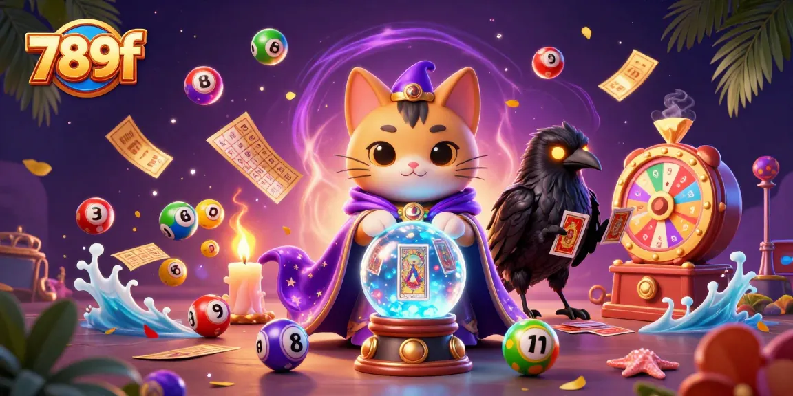 Engage with 789f's vibrant casino world featuring a fortune teller cat, tarot raven, and dynamic game elements.