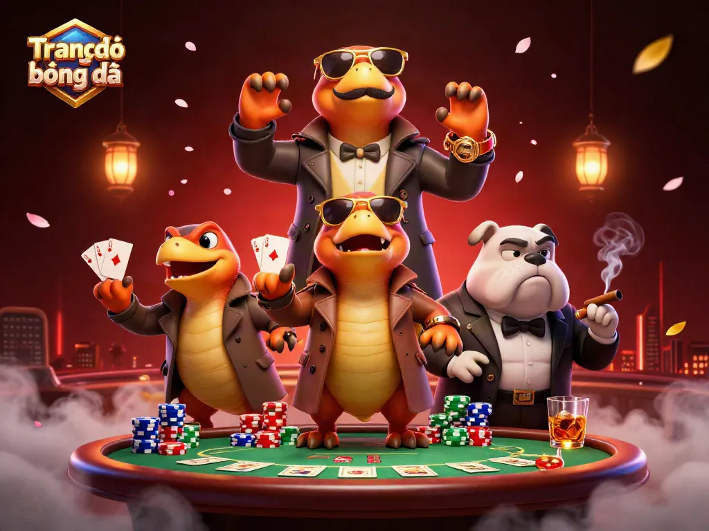 Engage with Trang cá độ bóng đá as raptors in a trench coat approach a VIP casino, revealing thrilling gaming elements.